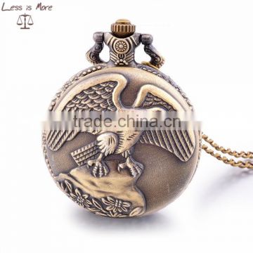 Special designed promotion pocket watch, US hawk alloy clock pocket watch necklace