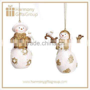 White Gold Christmas Snowman Decoration