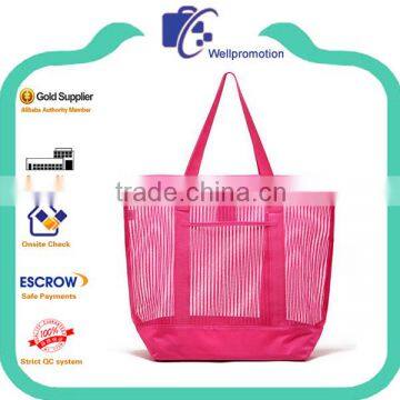 Latest promotional stylish colorful large nylon mesh beach bag