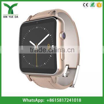 2016 luxury leather android 4.4 smart watch for health care