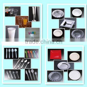 plastic disposable cups plates spoons and plates PS
