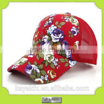 mesh caps, flower fashion printed caps, red caps for girls and lady