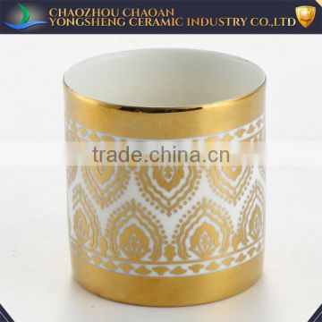 Promotional golden decal porcelain candle holder wholesale