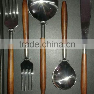wood handle stainless steel metal cutlery sets