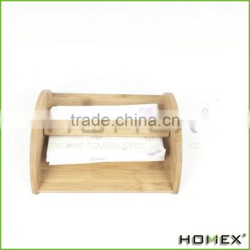 Bamboo restaurant tissue holder,natural bamboo tissue box Homex-BSCI