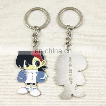 Baked enamel metal key chain with cartoon child image for museum souvenir