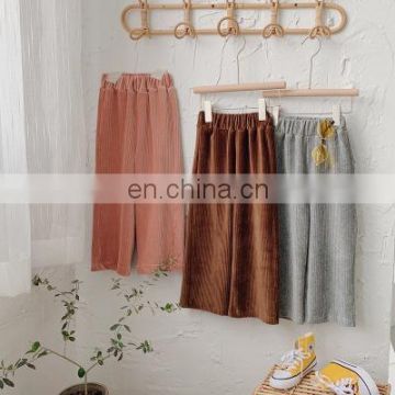 Girls' corduroy pants spring and autumn trousers 2020 new autumn wear casual wide-leg pants