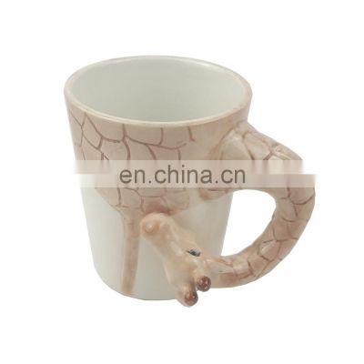 custom cute carton giraffe shape 3d animal ceramic coffee mug