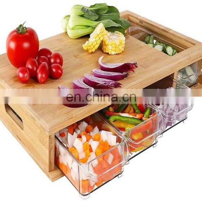 Eco Friendly Multi-purpose For Kitchen Bamboo Cutting Board With 4 Container