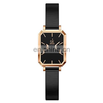 SHENGKEG  Wholesale Girlfriend Quartz Watch K0177L Montre femme en cuir Fashion Square Watch Private Label Stainless Steel Watch