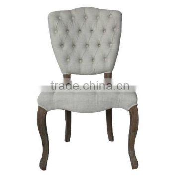 French linen wooden bistro antique reproduction big back dining chairs