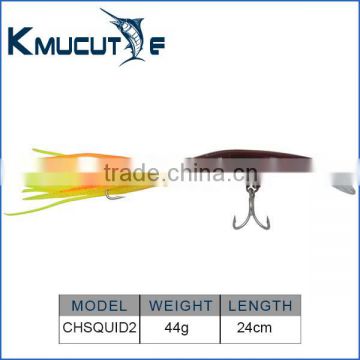 CHSQUID2 hydro squirt hard body soft PVC tail octopus fishing lure 24cm 44g soft octopus trolling lure fishing bait