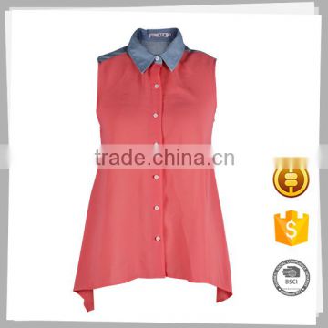 China suppliers New style Organic Women's fashion cutting blouse design