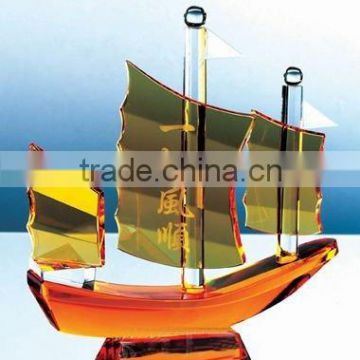 Wholesale Amber crystal craft boat model with best price