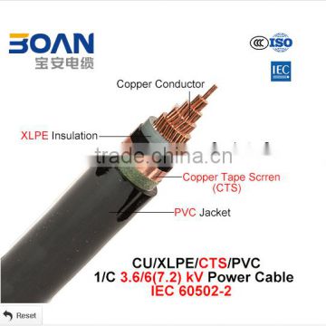Cu/XLPE/Cts/PVC Power Cable 3.6/6Kv 1/C IEC 60502-2