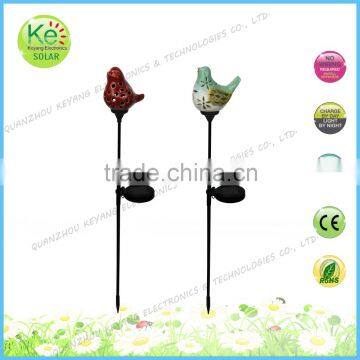 Ceramic animal bird outdoor garden LED light stake