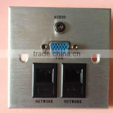 Wall multimedia outlet WALL PLATE VGA Female & AUDIO Female & 3.5Stereo Famale & Network RJ45 Female Face plate and wall socket