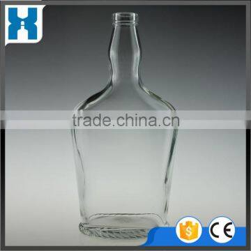 750ML FLAT EMPTY GLASS LIQUOR BOTTLE