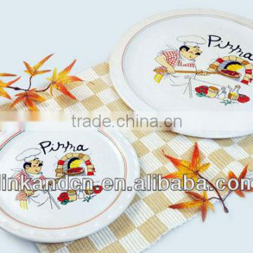 KC-00346/ceramic pizza plate/pizza cook design