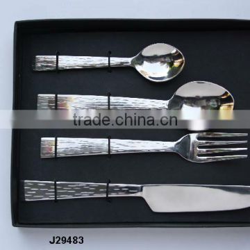 Hammered steel Cutlery set in mirror polish