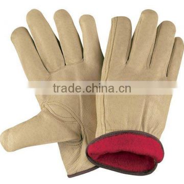 Yellow cow grain leather Winter gloves
