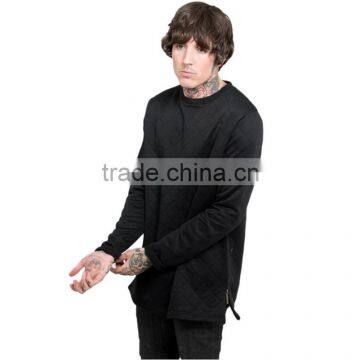 Comfortable cotton plain sweatshirt side zipper wholesale crewneck sweatshirt