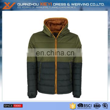 Outdoor sport man winter jacket wear and gentleman padding jacket with hood