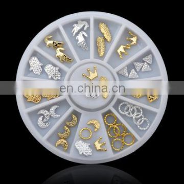 different shapes super flash metal rims DIY nail decoration accessories metal ring circle star rings