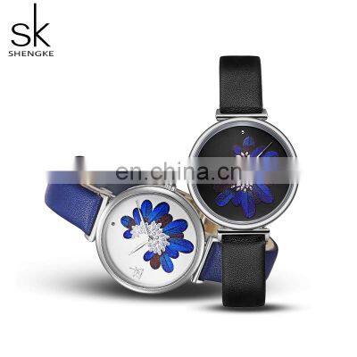 SHENGKEG Feather Print Surface Watch Exquiisite Young Lady Handwatchs Valentines Gift Drop Shipping Watchs K0123L