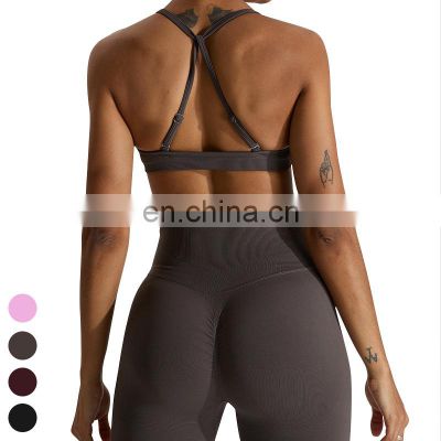 Sexy Quick Dry Adjustable Outdoor Sports Underwear Custom Logo Workout Wear Gym Fitness Yoga Top Seamless Sports Bra Women