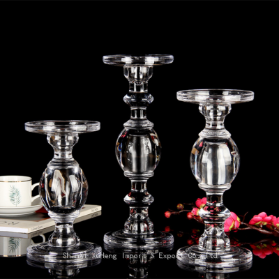 Vintage Clear Crystal Tea Light Pillar Votive Candle Stick Stand Holders Decorative For Wedding Table Christmas Decoration