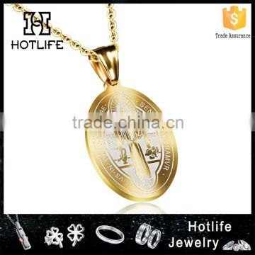 wholesale designer jewelry gold plating saintportrait Sentia Mvniamvr pendant with chain