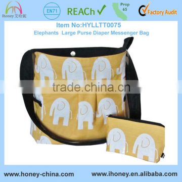 Baby diaper bag eco-friendly safe and functional elephant pattern bag