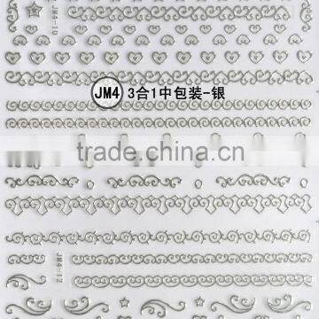 2015 high quality silver stamp 3d nail sticker wholesale