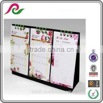 Pink floral spiral bound double calendar and shopping list