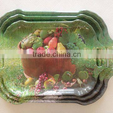 Plastic Melamine Serving Tray with Carry Handles
