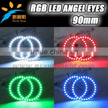 4*90mm RGB led lights wholesale price led halo rings 12V 10000K angel eyes rgb led angel eyes for BYD for Chery for Golf4
