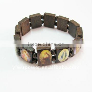 Brown color wooden jesus bracelet