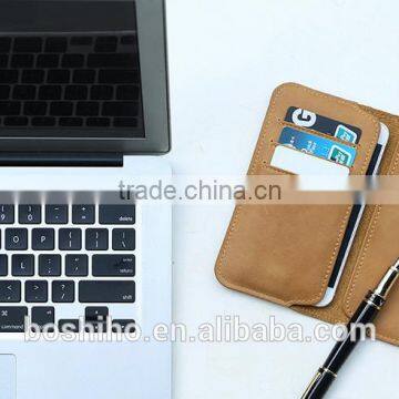 Genuine leather mobile cell phone case with card holder