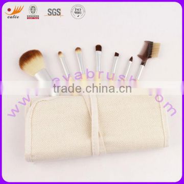New bamboo handle travel cosmetic brush set 7 piece