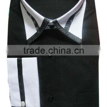 Custom Italian design mens Shirts Black shirts High Collar French Cuff Shirts for Men