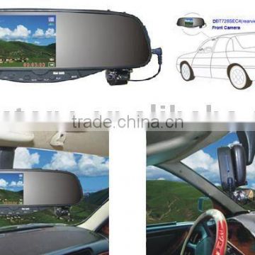Rearview Mirror With Front/backup Camera Car Security DVR