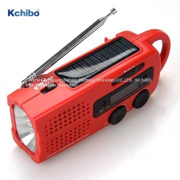 Kchibo Portable Emergency Weather Radio Hand Crank Self Powered AM/FM/NOAA Solar Radios with 3 LED Flashlight 1000mAh Power Bank