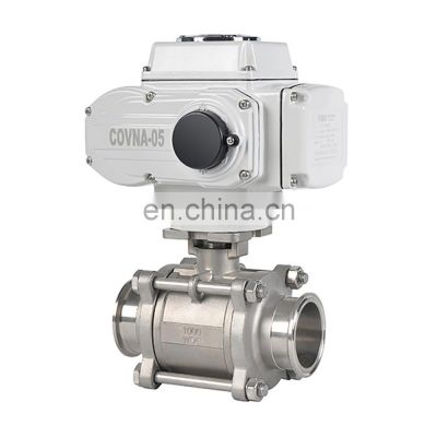 COVNA DN50 2 inch 2 Way 3 Pieces 1000 WOG 12V DC 316 Stainless Steel Electric Actuated Ball Valve