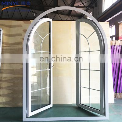 modern design top round aluminum entry doors with curved design