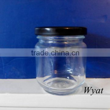 cheap 200ml round small glass jars 6oz glass jam honey jars with black lid