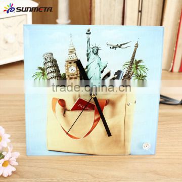 Sunmeta factory directly blank sublimation square glass photo frame with clock BL-26