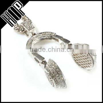 Hip Hop 3D Headset Necklace With Crystal
