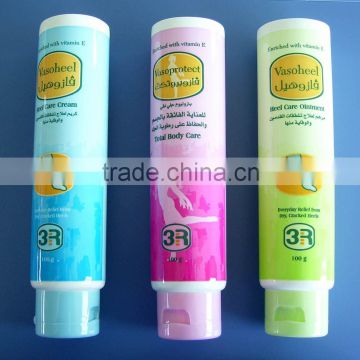 cosmetic creams and body care tube packaging with paint