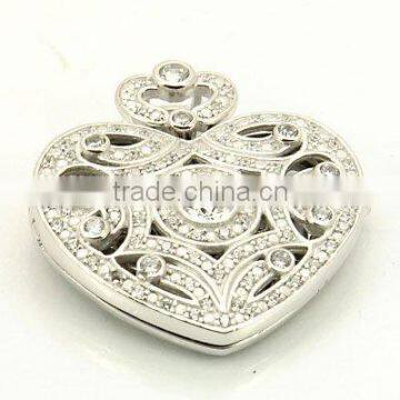 925 Silver Rhodium Heart Pendant